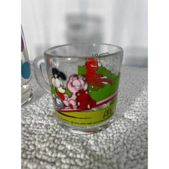 Vintage Garfield Glass Collection Set of 3 Jim Davis Cartoon Mugs Glasses - Picture 8 of 16